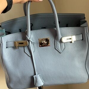 Chic Blue Leather Satchel